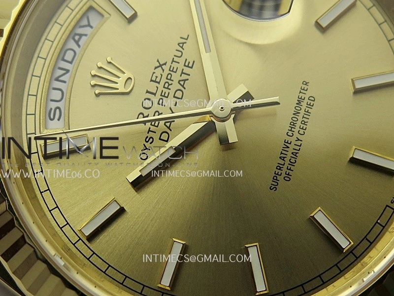 Day Date 40 YG 228238 THBF 1:1 Gain Weight Best Edition Gold Dial Stick Marker on President Bracelet VR3255 V3