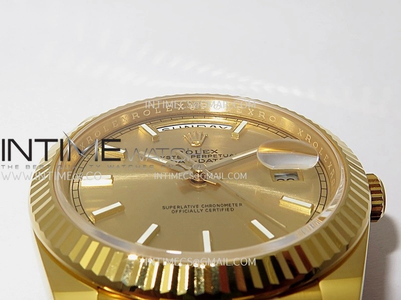 Day Date 40 YG 228238 THBF 1:1 Gain Weight Best Edition Gold Dial Stick Marker on President Bracelet VR3255 V3