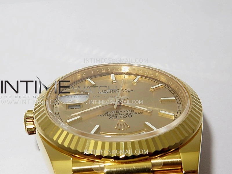 Day Date 40 YG 228238 THBF 1:1 Gain Weight Best Edition Gold Dial Stick Marker on President Bracelet VR3255 V3