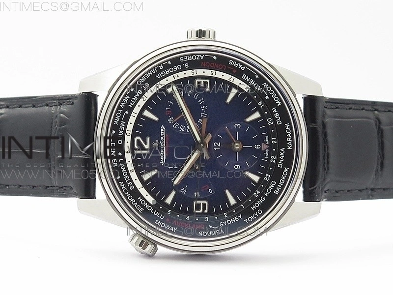 Polaris Geographic SS ZF 1:1 Best Edition Blue Textured Dial on Black Leather Strap A936