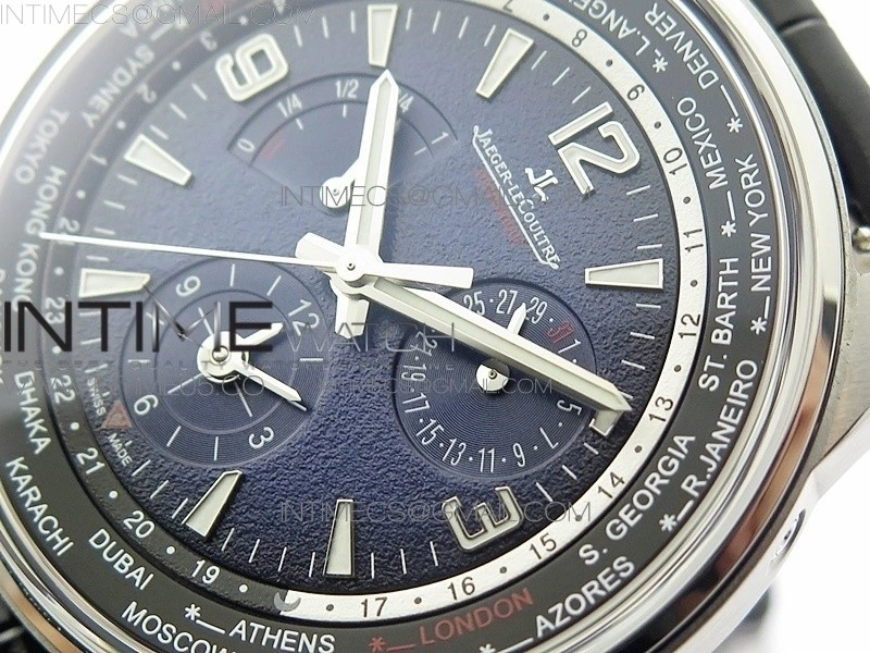 Polaris Geographic SS ZF 1:1 Best Edition Blue Textured Dial on Black Leather Strap A936