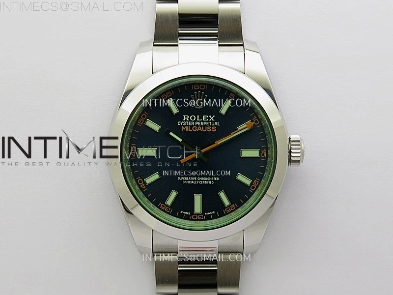 Milgauss 116400 GV Real Green Sapphire 904L SS VSF 1:1 Best Edition Blue Dial on 904L SS Bracelet SA3131