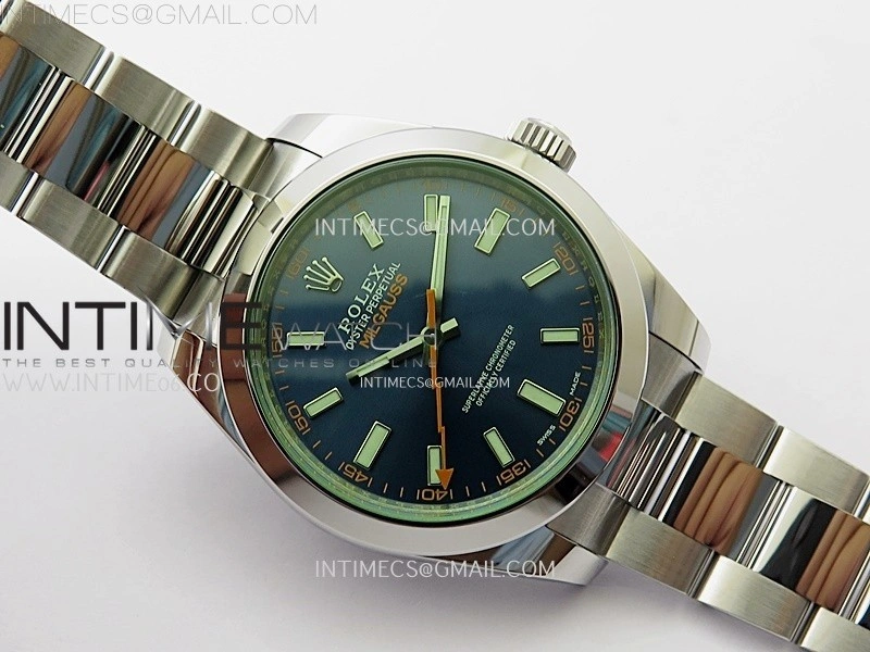 Milgauss 116400 GV Real Green Sapphire 904L SS VSF 1:1 Best Edition Blue Dial on 904L SS Bracelet SA3131