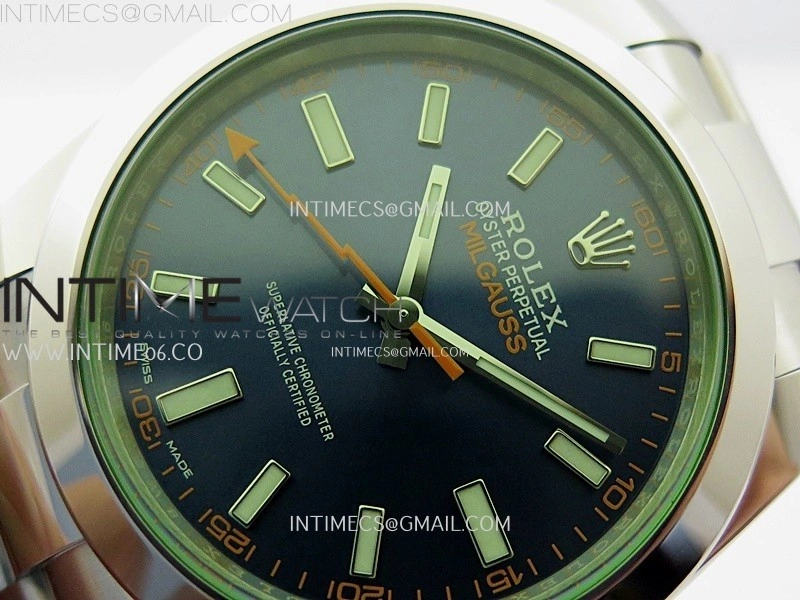 Milgauss 116400 GV Real Green Sapphire 904L SS VSF 1:1 Best Edition Blue Dial on 904L SS Bracelet SA3131