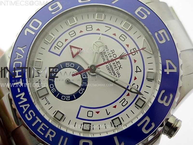 YachtMaster II 116680 Blue Ceramic Bezel SS KF 1:1 Best Edition White Dial on Bracelet A7750