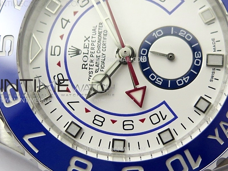 YachtMaster II 116680 Blue Ceramic Bezel SS KF 1:1 Best Edition White Dial on Bracelet A7750