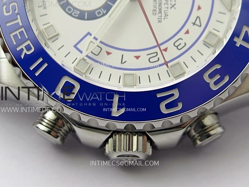 YachtMaster II 116680 Blue Ceramic Bezel SS KF 1:1 Best Edition White Dial on Bracelet A7750