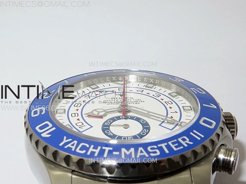 YachtMaster II 116680 Blue Ceramic Bezel SS KF 1:1 Best Edition White Dial on Bracelet A7750
