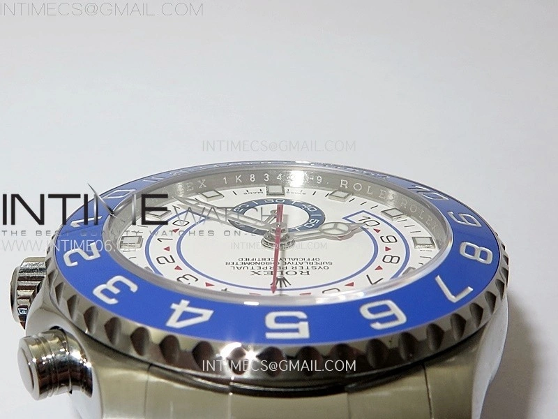 YachtMaster II 116680 Blue Ceramic Bezel SS KF 1:1 Best Edition White Dial on Bracelet A7750