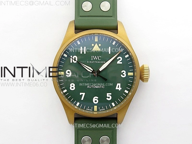 Big Pilot IW329702 Bronze M+F 1:1 Best Edition Green Dial on Green Rubber Strap SEIKO 8N-24
