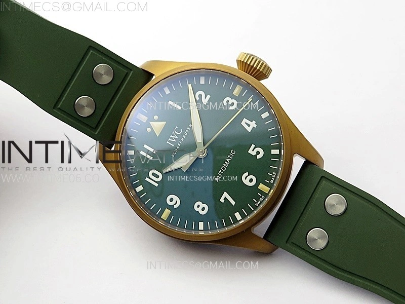 Big Pilot IW329702 Bronze M+F 1:1 Best Edition Green Dial on Green Rubber Strap SEIKO 8N-24