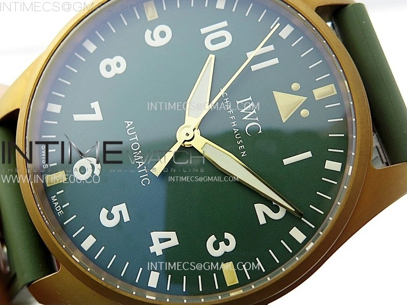 Big Pilot IW329702 Bronze M+F 1:1 Best Edition Green Dial on Green Rubber Strap SEIKO 8N-24