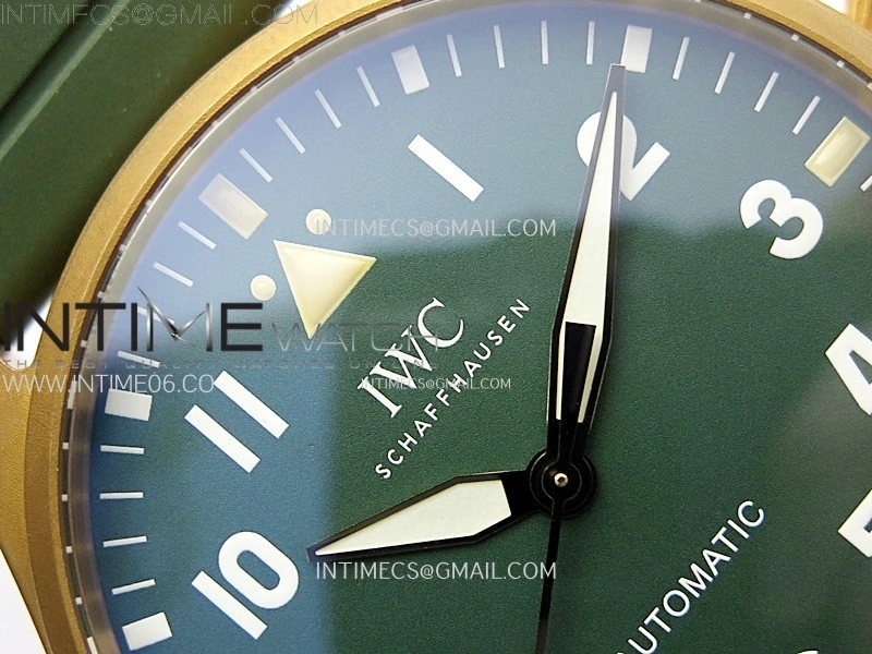 Big Pilot IW329702 Bronze M+F 1:1 Best Edition Green Dial on Green Rubber Strap SEIKO 8N-24