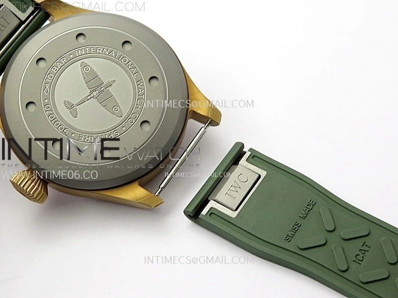 Big Pilot IW329702 Bronze M+F 1:1 Best Edition Green Dial on Green Rubber Strap SEIKO 8N-24