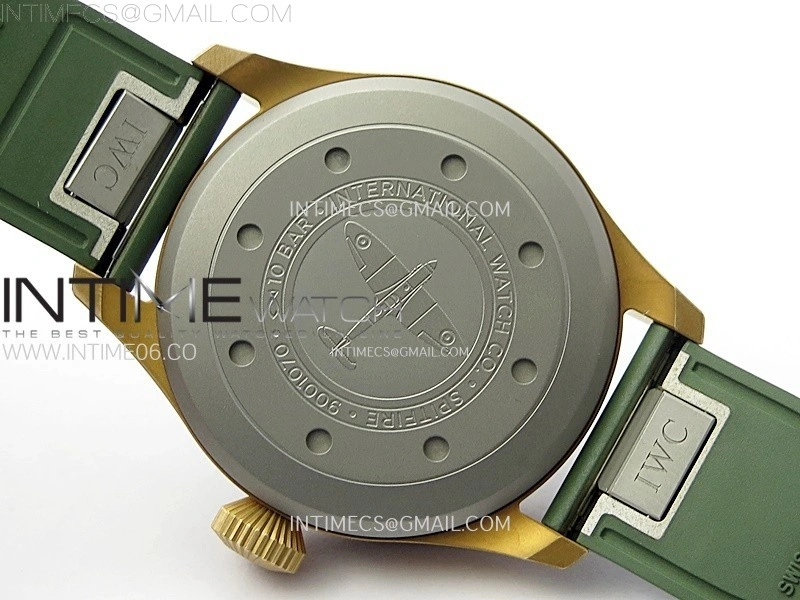 Big Pilot IW329702 Bronze M+F 1:1 Best Edition Green Dial on Green Rubber Strap SEIKO 8N-24