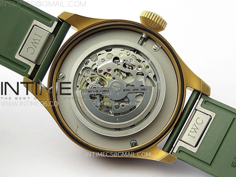 Big Pilot IW329702 Bronze M+F 1:1 Best Edition Green Dial on Green Rubber Strap SEIKO 8N-24