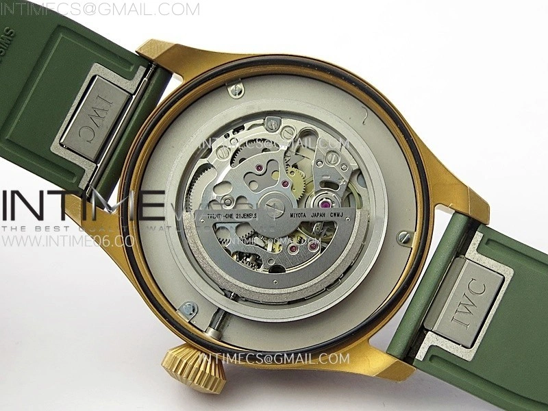 Big Pilot IW329702 Bronze M+F 1:1 Best Edition Green Dial on Green Rubber Strap SEIKO 8N-24