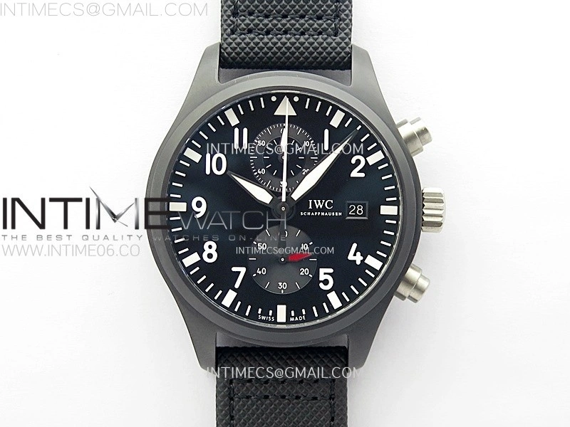 PILOT IW389001 Ceramic Case AZF 1:1 Best Edition Black Dial on Black Nylon Strap A7750