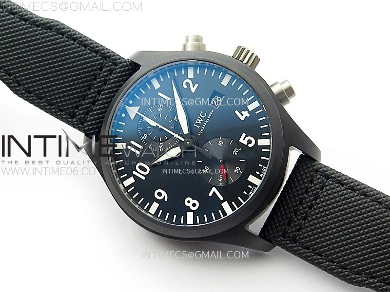PILOT IW389001 Ceramic Case AZF 1:1 Best Edition Black Dial on Black Nylon Strap A7750