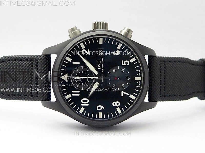 PILOT IW389001 Ceramic Case AZF 1:1 Best Edition Black Dial on Black Nylon Strap A7750