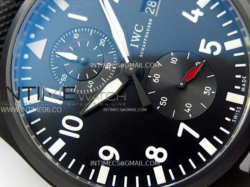 PILOT IW389001 Ceramic Case AZF 1:1 Best Edition Black Dial on Black Nylon Strap A7750
