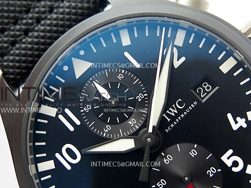 PILOT IW389001 Ceramic Case AZF 1:1 Best Edition Black Dial on Black Nylon Strap A7750