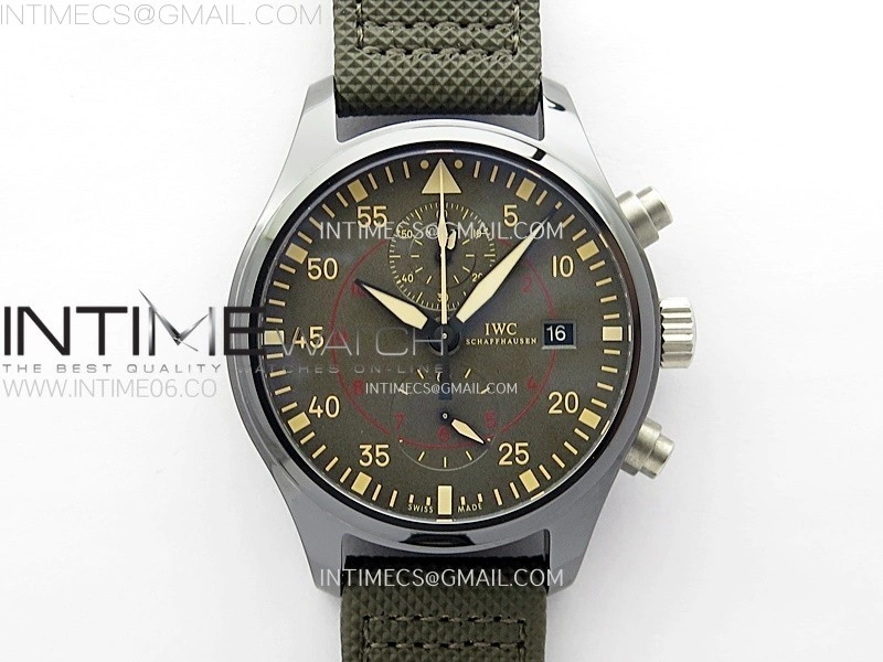 PILOT IW389002 Ceramic Case AZF 1:1 Best Edition Green Dial on Green Nylon Strap A7750