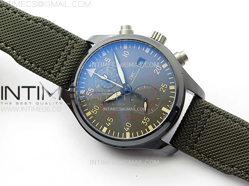 PILOT IW389002 Ceramic Case AZF 1:1 Best Edition Green Dial on Green Nylon Strap A7750