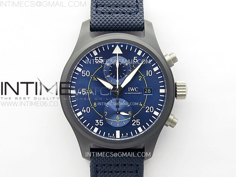 Pilot IW389008 Blue Angels Black Ceramic AZF Best Edition on Blue Leather Strap A7750