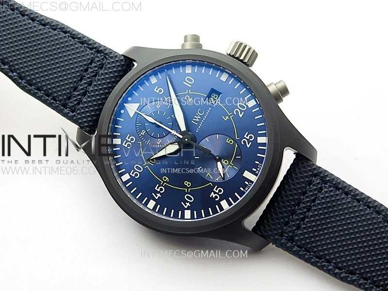 Pilot IW389008 Blue Angels Black Ceramic AZF Best Edition on Blue Leather Strap A7750