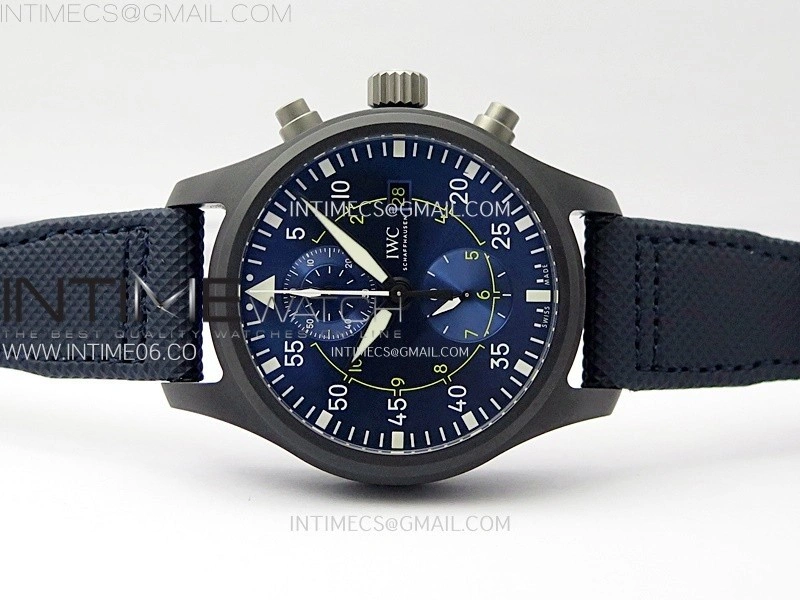 Pilot IW389008 Blue Angels Black Ceramic AZF Best Edition on Blue Leather Strap A7750
