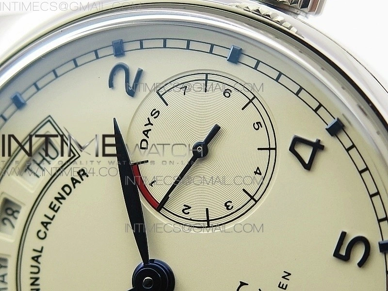 Portuguese Real PR Real Annual Calendar IW5035 AZF 1:1 Best Edition White Dial Blue Markers on Blue Leather Strap A52010