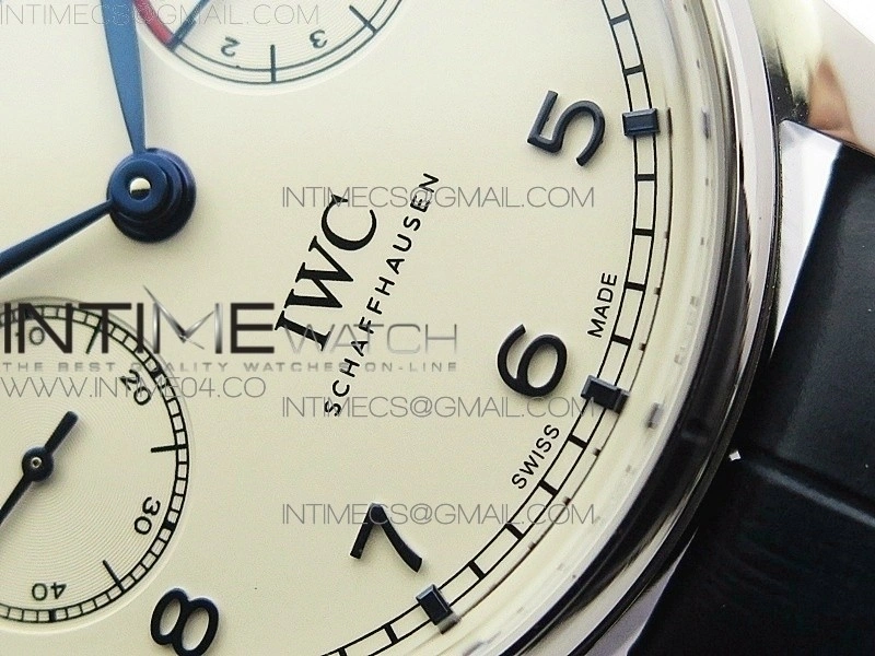 Portuguese Real PR Real Annual Calendar IW5035 AZF 1:1 Best Edition White Dial Blue Markers on Blue Leather Strap A52010