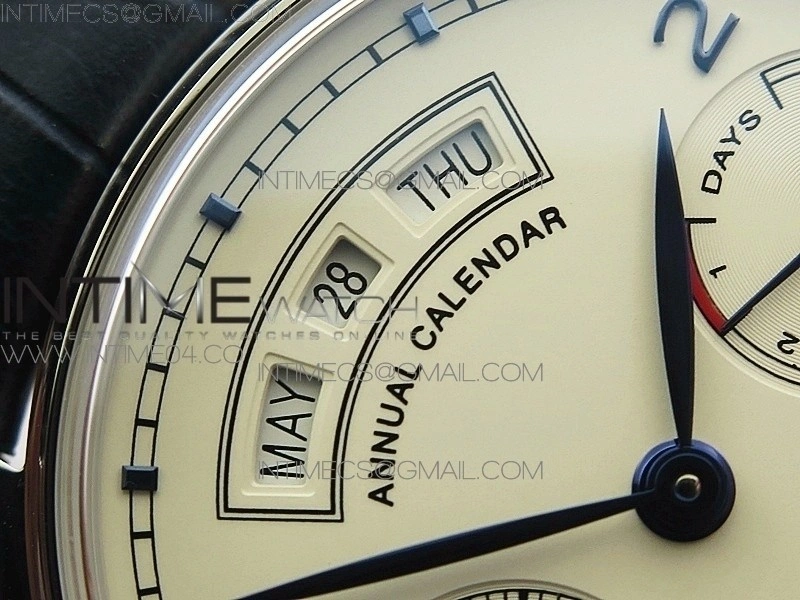 Portuguese Real PR Real Annual Calendar IW5035 AZF 1:1 Best Edition White Dial Blue Markers on Blue Leather Strap A52010