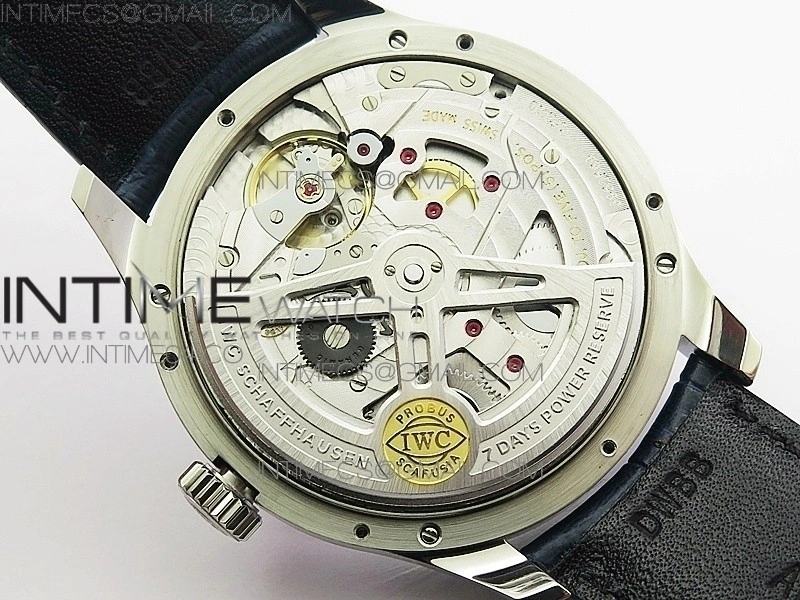 Portuguese Real PR Real Annual Calendar IW5035 AZF 1:1 Best Edition White Dial Blue Markers on Blue Leather Strap A52010