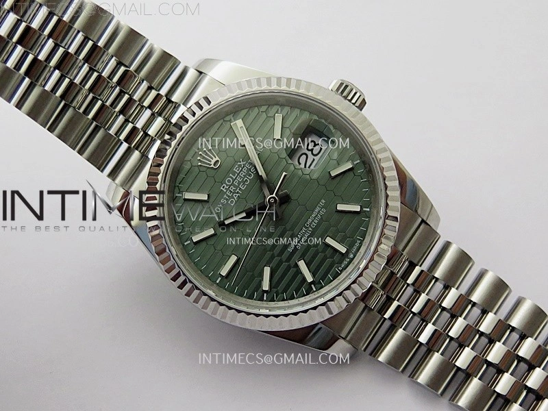 DateJust 126234 904L SS JDF 1:1 Best Edition Green Fluted Dial Stick Markers on Jubilee 904L SS Bracelet
