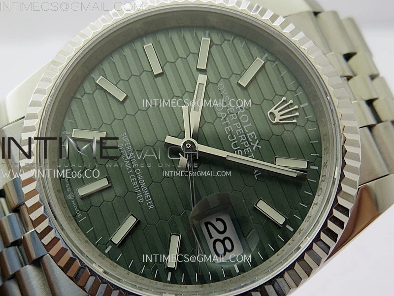 DateJust 126234 904L SS JDF 1:1 Best Edition Green Fluted Dial Stick Markers on Jubilee 904L SS Bracelet