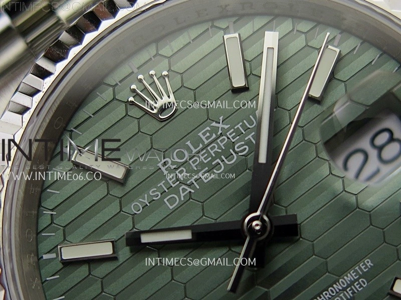 DateJust 126234 904L SS JDF 1:1 Best Edition Green Fluted Dial Stick Markers on Jubilee 904L SS Bracelet