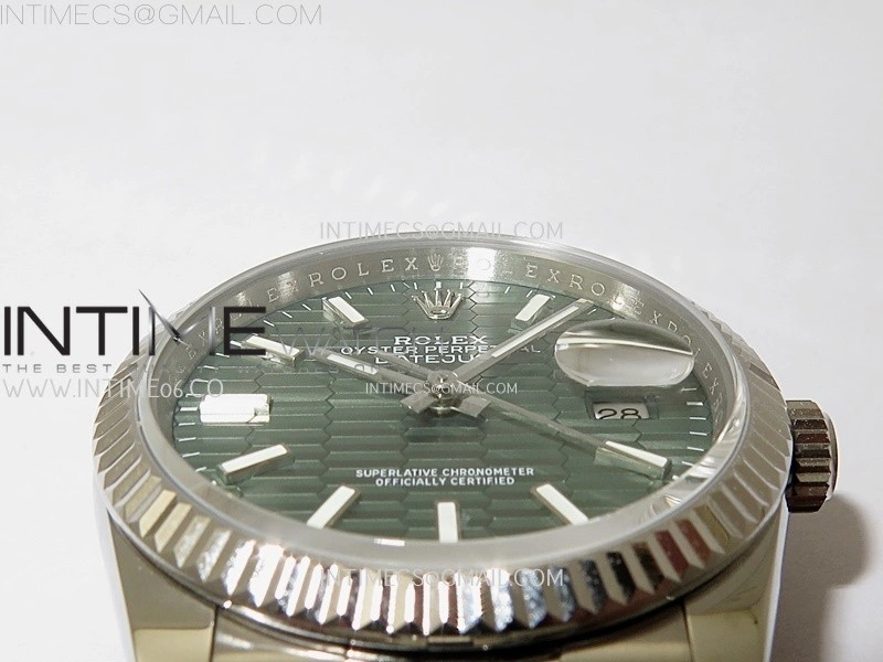 DateJust 126234 904L SS JDF 1:1 Best Edition Green Fluted Dial Stick Markers on Jubilee 904L SS Bracelet