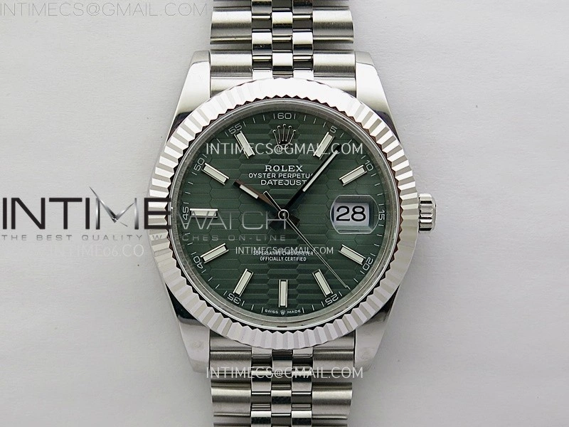 DateJust 126334 904L SS JDF 1:1 Best Edition Green Fluted Dial Stick Markers on Jubilee 904L SS Bracelet