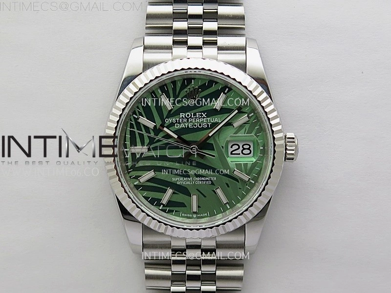 DateJust 126234 904L SS JDF 1:1 Best Edition Green Leaves Dial Stick Markers on Jubilee 904L SS Bracelet