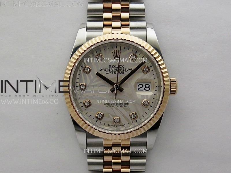 DateJust 126231 904L SS RG JDF 1:1 Best Edition Silver Leaves Dial Diamond Markers on Jubilee SS RG Bracelet