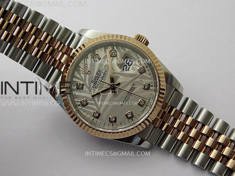 DateJust 126231 904L SS RG JDF 1:1 Best Edition Silver Leaves Dial Diamond Markers on Jubilee SS RG Bracelet