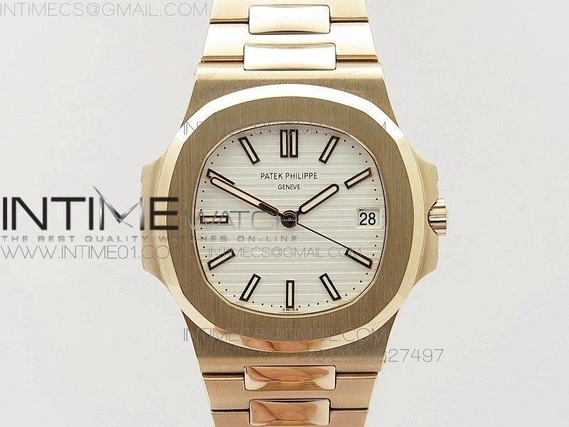 Nautilus Jumbo 5711 RG BP 1:1 Best Edition White Textured Dial on RG Bracelet MIYOTA 9015