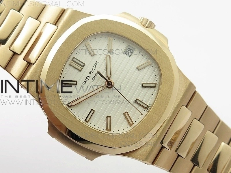 Nautilus Jumbo 5711 RG BP 1:1 Best Edition White Textured Dial on RG Bracelet MIYOTA 9015
