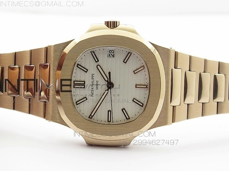 Nautilus Jumbo 5711 RG BP 1:1 Best Edition White Textured Dial on RG Bracelet MIYOTA 9015