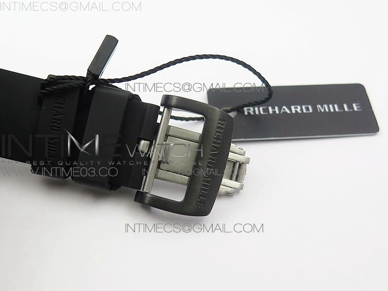RM011 Carbon Case Chronograph KVF 1:1 Best Edition Carbon Case Bezel Skeleton Dial on Black Rubber Strap A7750
