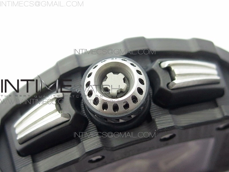RM011 Carbon Case Chrono KVF 1:1 Best Edition Crystal Skeleton Yellow Dial on Black Rubber Strap A7750 V2