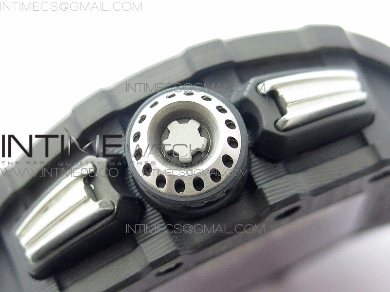 RM011 Carbon Case Chrono KVF 1:1 Best Edition Crystal Skeleton Yellow Dial on White Rubber Strap A7750 V2