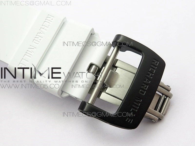 RM011 Carbon Case Chrono KVF 1:1 Best Edition Crystal Skeleton Yellow Dial on White Rubber Strap A7750 V2